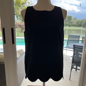 Vineyard Vines Top Womens Size 8 Navy Blue Scalloped Hem Cotton Preppy